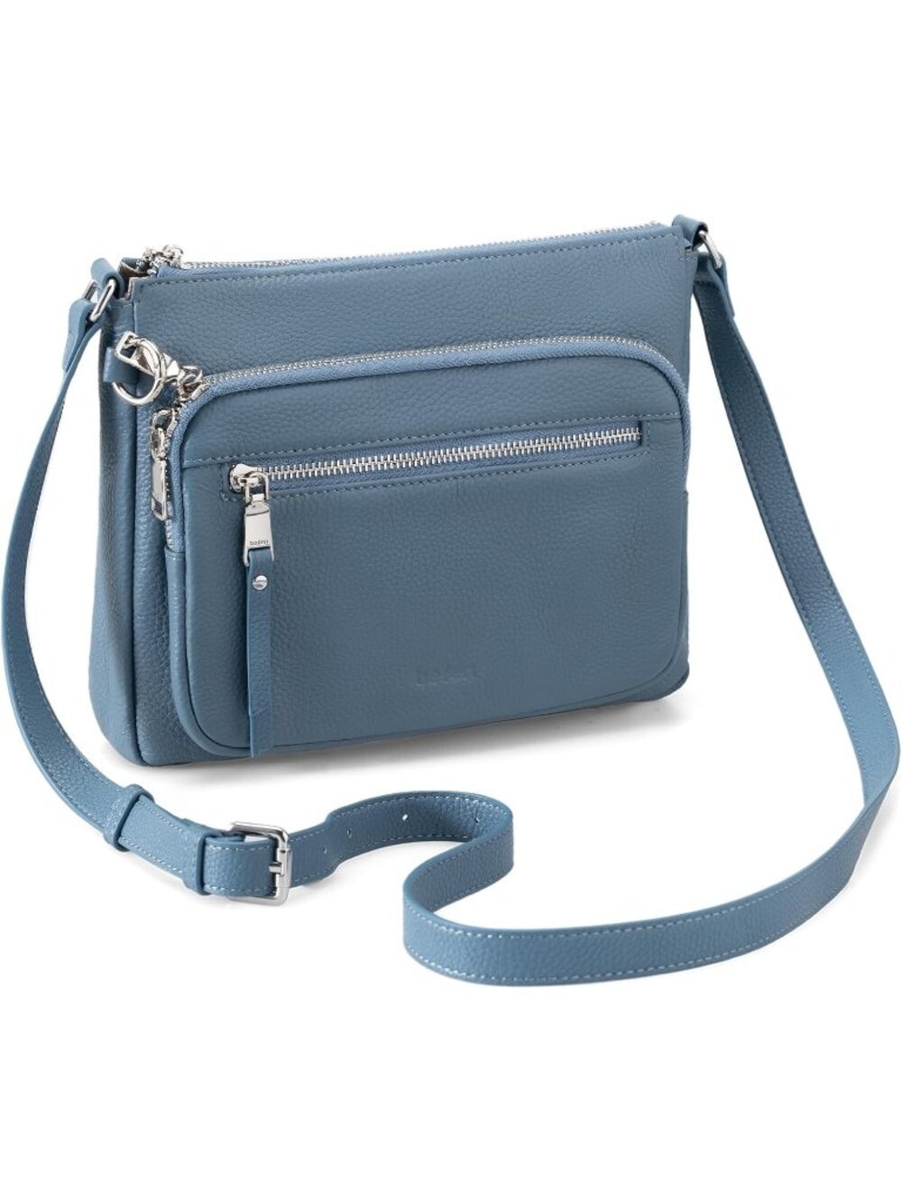 👜Women's Blue Genuine Leather Anti Theft RFID Crossbody Bag Wallet Purse